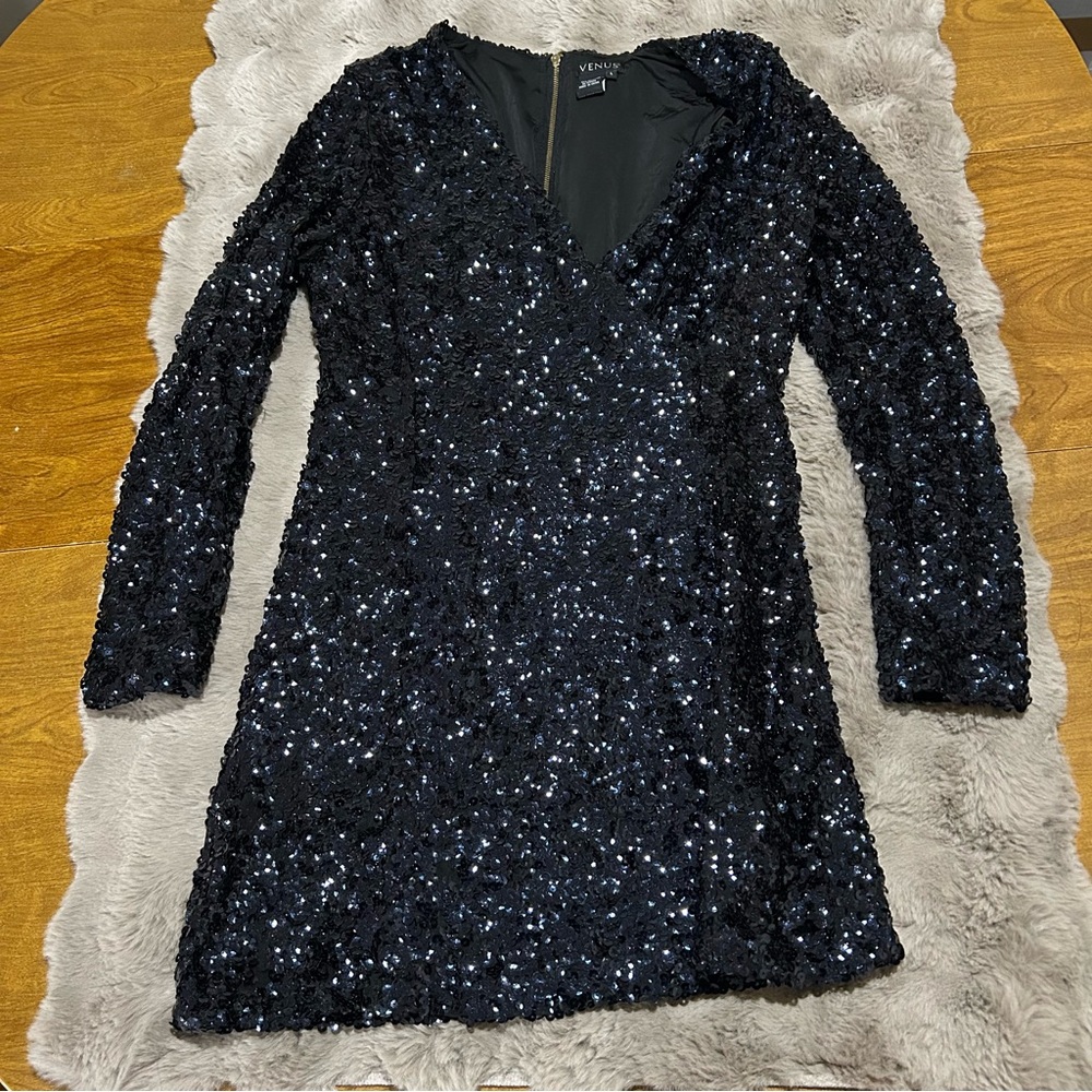 VENUS Sparkling Blue Sequin Dress